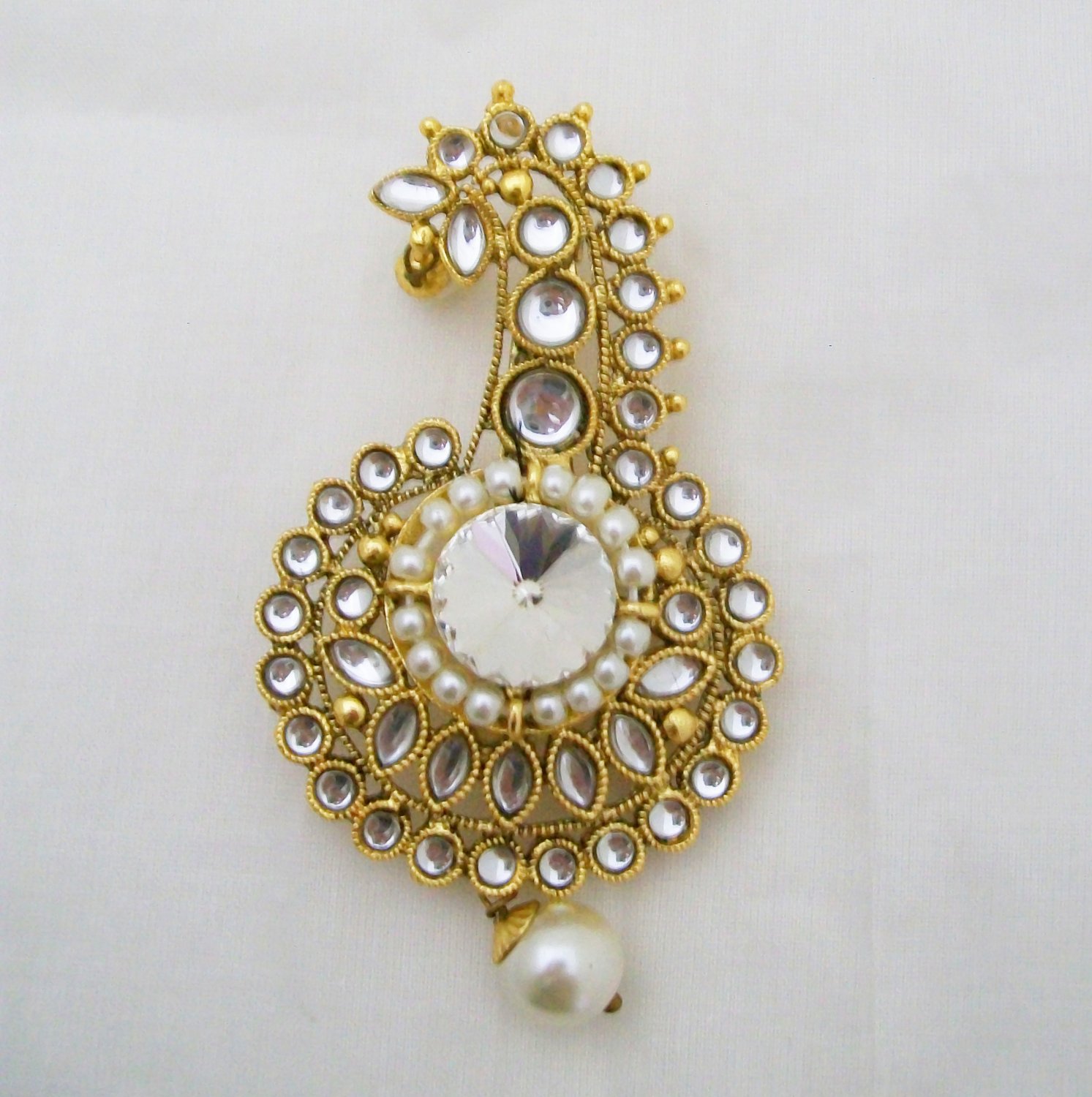 Kundan Kalgi Brooch Indian Groom Turban Marriage Wedding Ceremony Jewellery
