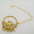 Peacock Pearl Kundan Nath Nose Ring Hoop Chain Indian Traditional Ethnic Jewelry Clip