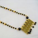 Gold Plated Rectangle Mangalsutra in Antique Finish