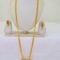 Triangle Gold Plated Long Beads Chain Pendant Necklace Jewelry Set