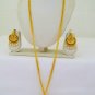 Traditional Gold Plated Laxmi Design Engraved Chain Pendant Long Necklace Jewellery Set