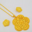 Circle Gold Plated Filigree Chain Pendant Necklace Indian Jewellery Set