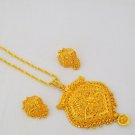 Gold Plated Filigree Cut Work Chain Pendant Necklace Indian Ethnic Jewellery Set