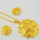 Swirl Pattern Filigree Cutwork Gold Plated Chain Pendant Necklace Indian Jewelry Set