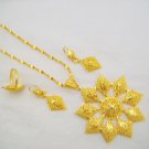 Edwardian Filigree Gold Plated Chain Pendant Necklace Indian Jewelry Set