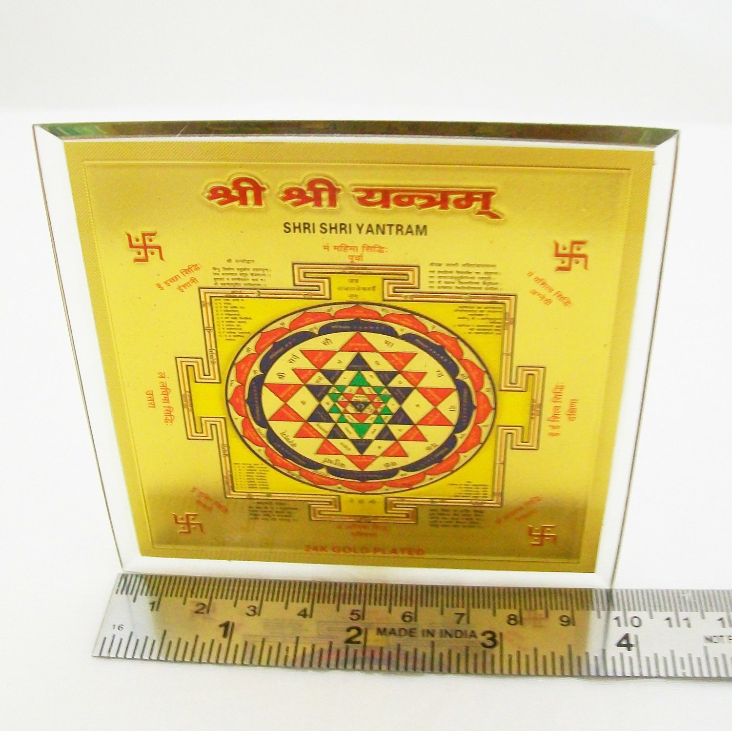 Golden Foil Shree Mahalaxmi Yantra Acrylic Photo Picture Frame Tabletop Desktop Home Decoration