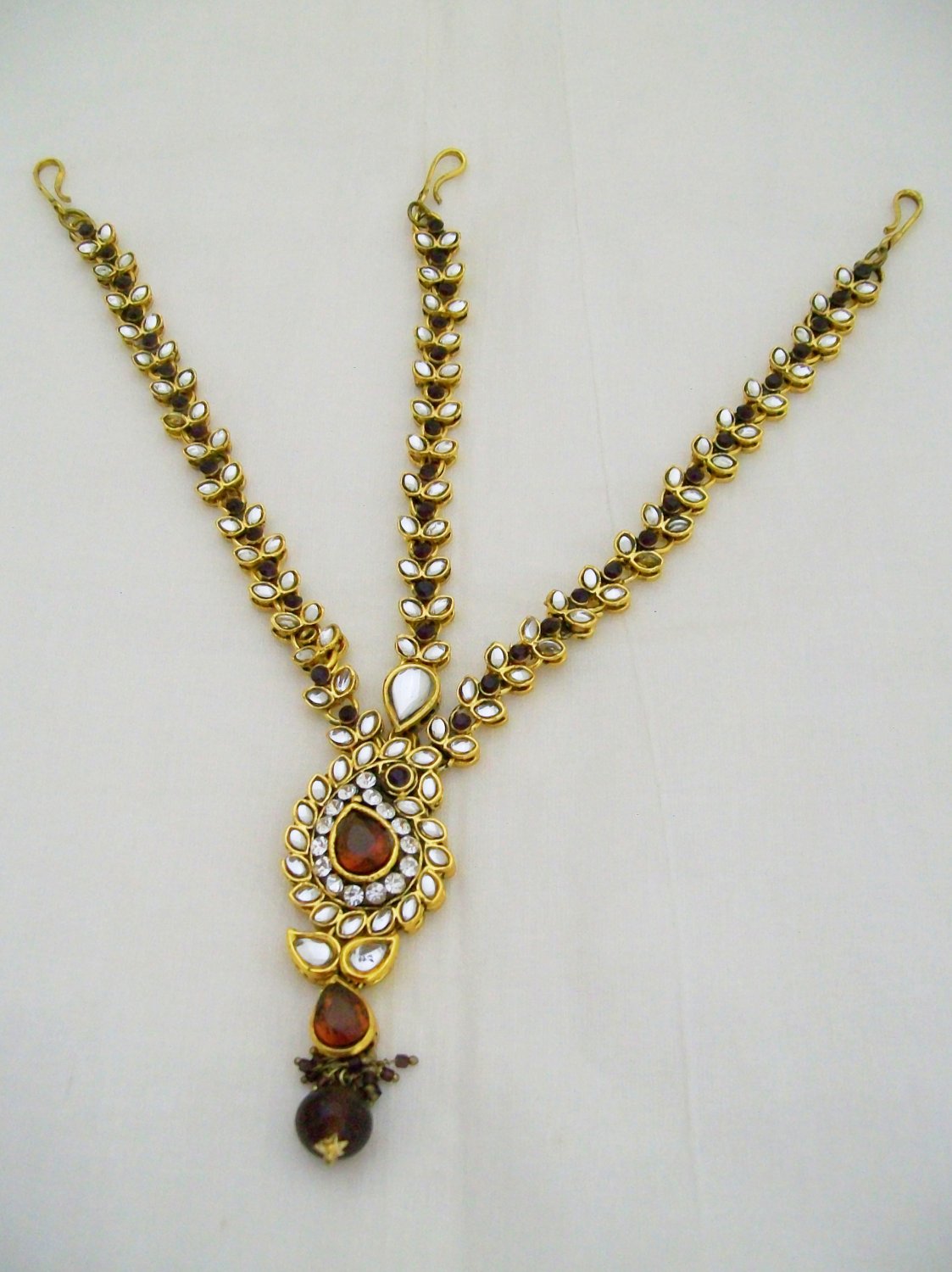 Kundan Matha Shringar Patti Indian Hair Chain Head Piece Forehead