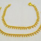 Traditional Indian Gold Plated Anklets Payal Pair Set Pearl Bead Ankle Chain Women
