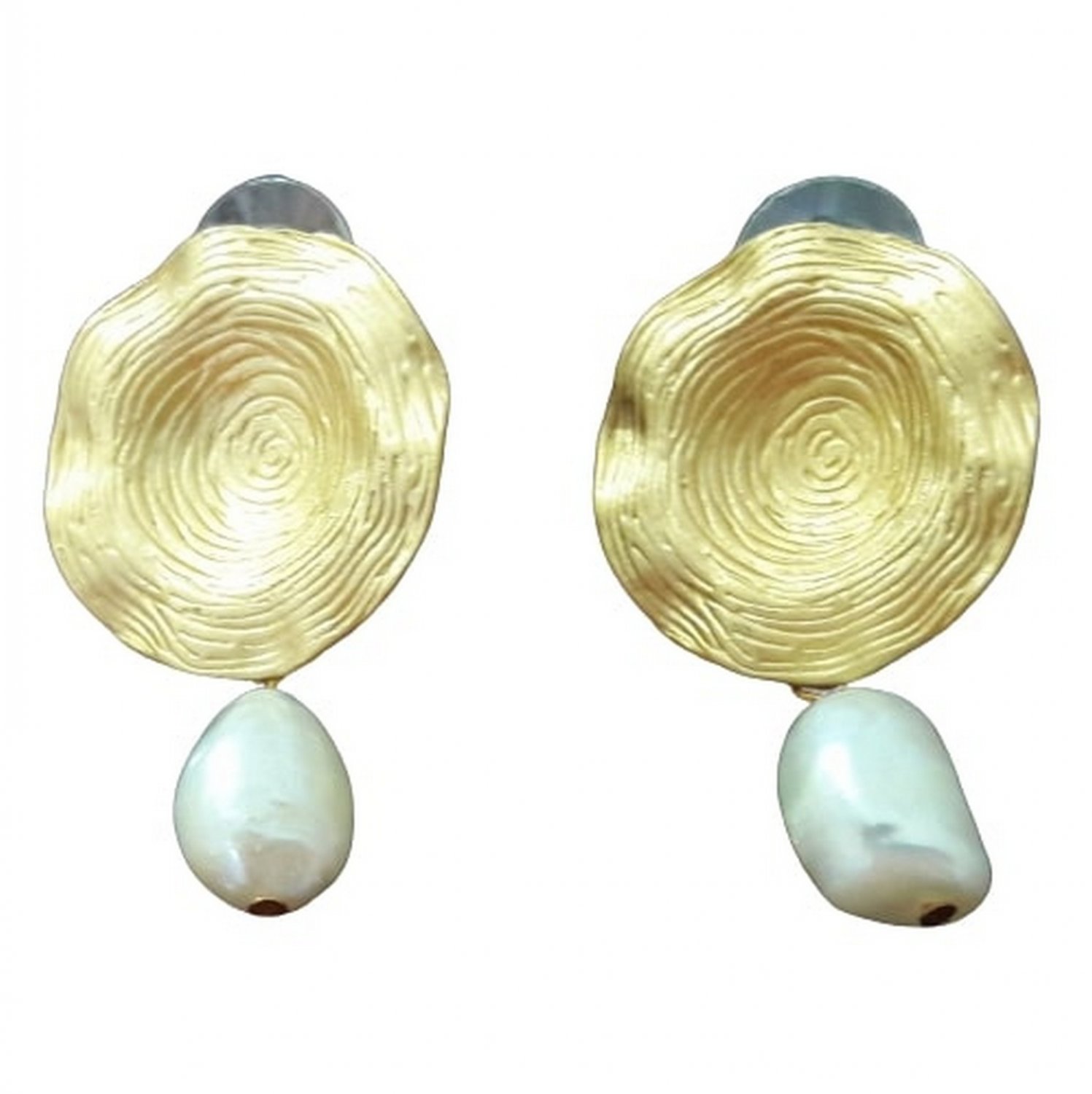 Matte Gold Plated Pearl Dangle Drop Earrings Designer Statement Bridal Wedding Women