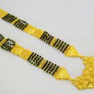 Bridal 22K Gold Plated Mangalsutra Flower Pattern Beaded Long Filigree Pendant Necklace