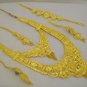 Gold Plated Indian Rani Haar Necklace Earring Maang Tikka Bracelet Jewelry Set