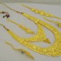 Gold Plated Indian Rani Haar Necklace Earring Maang Tikka Bracelet Jewelry Set