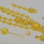 Layered Gold Plated Indian Rani Haar Necklace Earring Maang Tikka Bracelet Ring