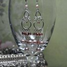 Tan Faux Glass Pearls and Czech Crystals Chandelier Bead Earrings