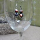 Black With Brown and White Print Bead Drop Earrings