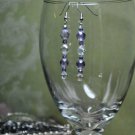 Glitzy Grey Lavender Drop Bead Earrings