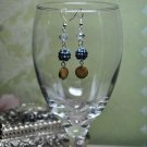 Denim Bead Crystals with Pearl Earrings