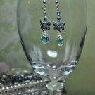 Silver Charm Butterfly Swarovski Crystal Dangle Earrings