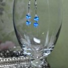 Small Blue Double Heart Bead Earrings