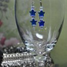 Blue Double Star Drop Earrings.