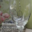 Silver Hoop Rhinestone Bead Dangle Earrings