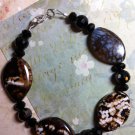 Brown and Black Agate Gemstone Bead Bracelet