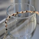 Brown Wood Beads with Gold Crystal Beads on Hemp Bracelet