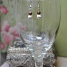 Unique Brown Pearls w White Print Beads with Gold Detail Handmade Dainty Earrings