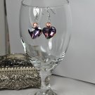 Chunky Purple Crystal Shaped Heart Glass Bead Earrings Handmade