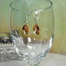 Brown Swarovski Crystal Fish Charm Bead Earrings