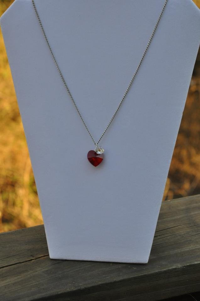 Red Swarovski Crystal Heart Charm Necklace