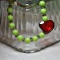 Unique Green and Red Stretchy Crystal Heart Handmade Bead Bracelet