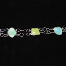 Blue and Green Silver Link Bracelet