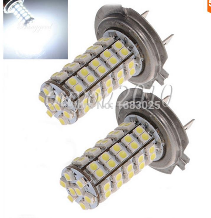 2X H7 68 SMD 3528 1210 LED White Xenon Car Auto Vehicle Headlight Bulb Fog Head Lights Parking Lamp