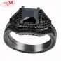 Unique design Black Sapphire Women Ring Set Black Gold Filled Finger Wedding Band