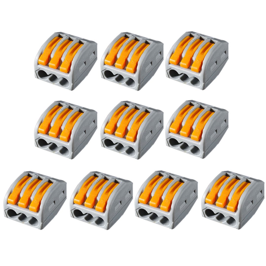 10pcs 3 Way Cable Wire Connector PCT-213 Reusable Lever Terminal Block