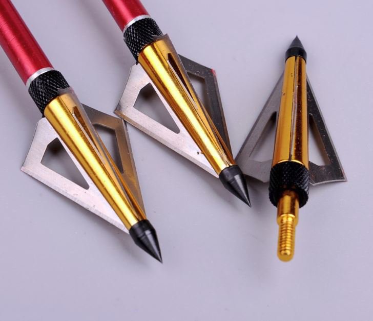 6X 125 Grain Hunting Crossbow Arrow Broadhead with 3 Fixed Blades used