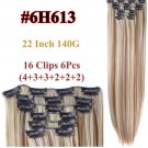 16clips Long Straight Synthetic Hair Extensions 22 in 140 gr 16 clips 6 pcs