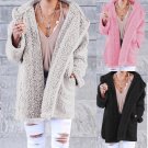 Soft Teddy Sherpa Fleece Hooded Jumper Hoody Jacket Grey Pink or Black
