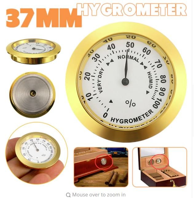 HUMIDOR CIGAR Hygrometer 37mm Moisture Meters Tobacco Pointer