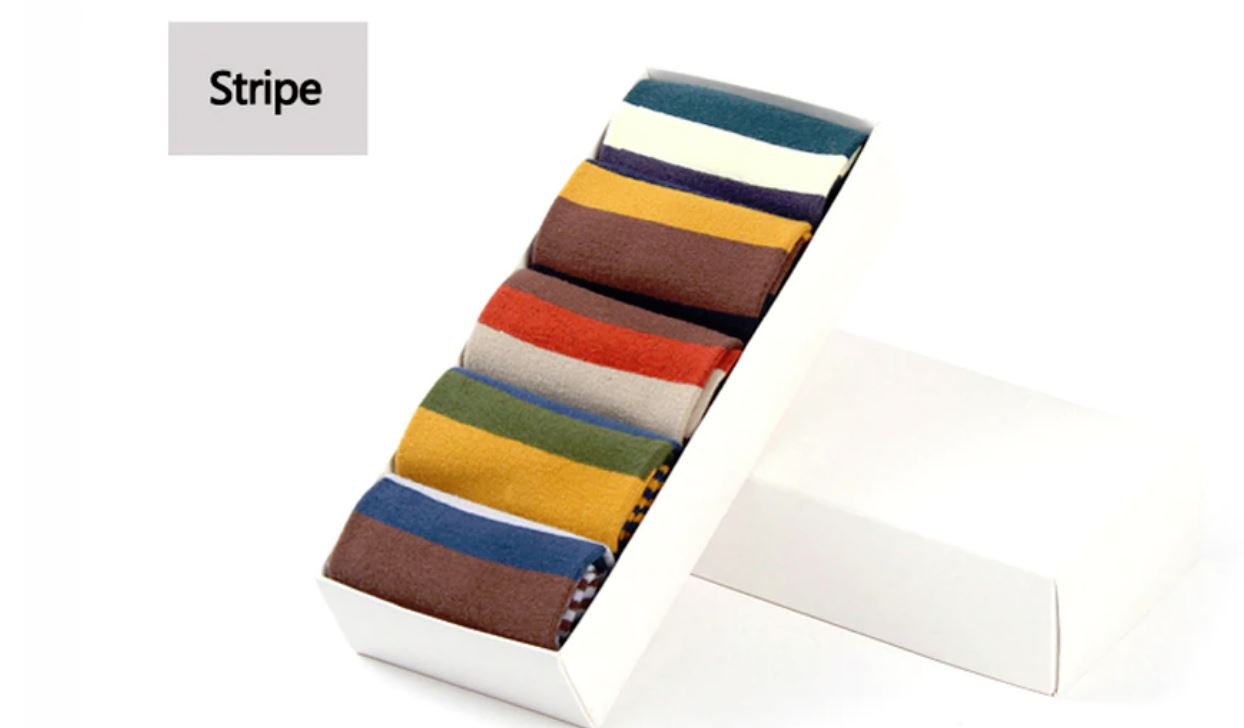 5 Pairs/Lot Combed Cotton Men's Socks Compression Socks Stripe design