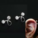 Pair Crystal Stainless Steel Twist Ear Helix Cartilage Body Piercing Earring Stud