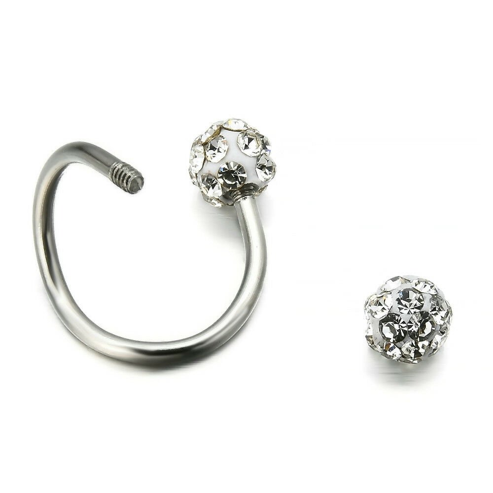 Pair Crystal Stainless Steel Twist Ear Helix Cartilage Body Piercing