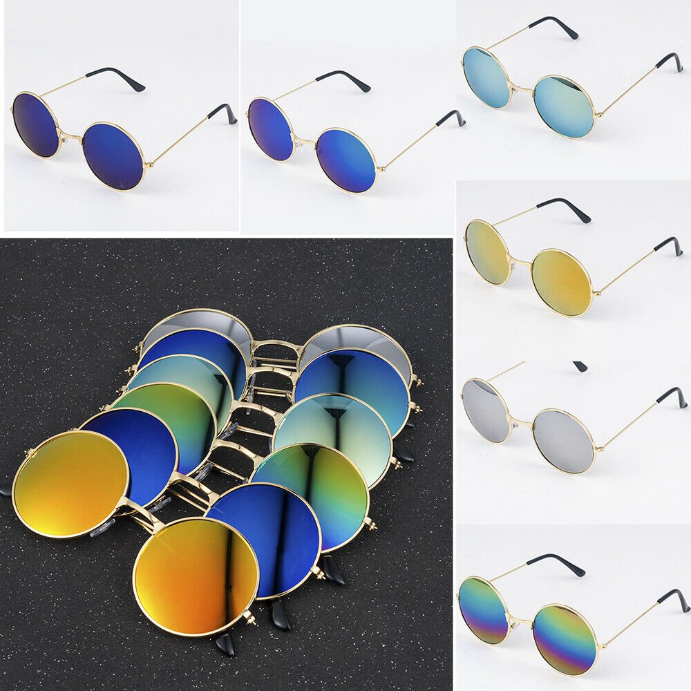 Retro Round Mirrored Frame Sunglasses Women Men Fashion Vintage Glasses Eyewear