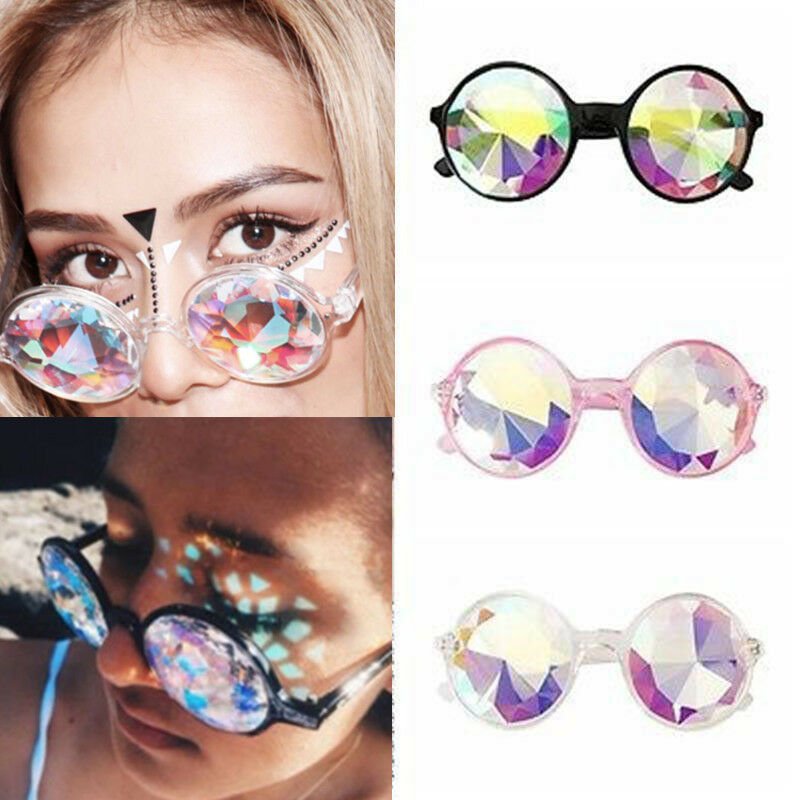 Festival Rave Kaleidoscope Round Glasses Prism Diffraction Crystal Lens
