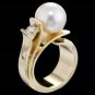 Plated S925   Gold Green Pearl Pearl Zircon Ring