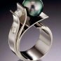 Plated S925  Silver Green Pearl Pearl Zircon Ring