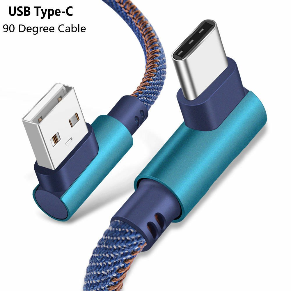 Blue Type C 90 Degree Right Angle USB C 3.1 Fast Data Sync Charger Charging Cable Hot
