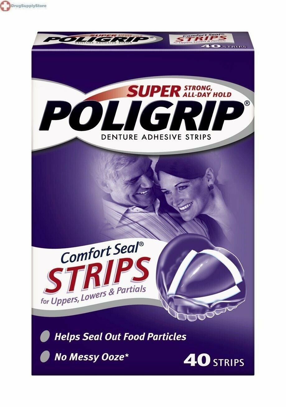 Super Poligrip Comfort Seal Denture Adhesive Strips 40Count