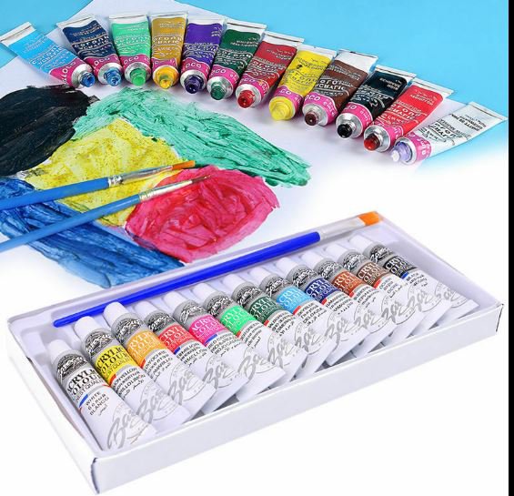 12 Colors 6ML Draw Oil Painting Tube With Brush Artist Art Supplies Set